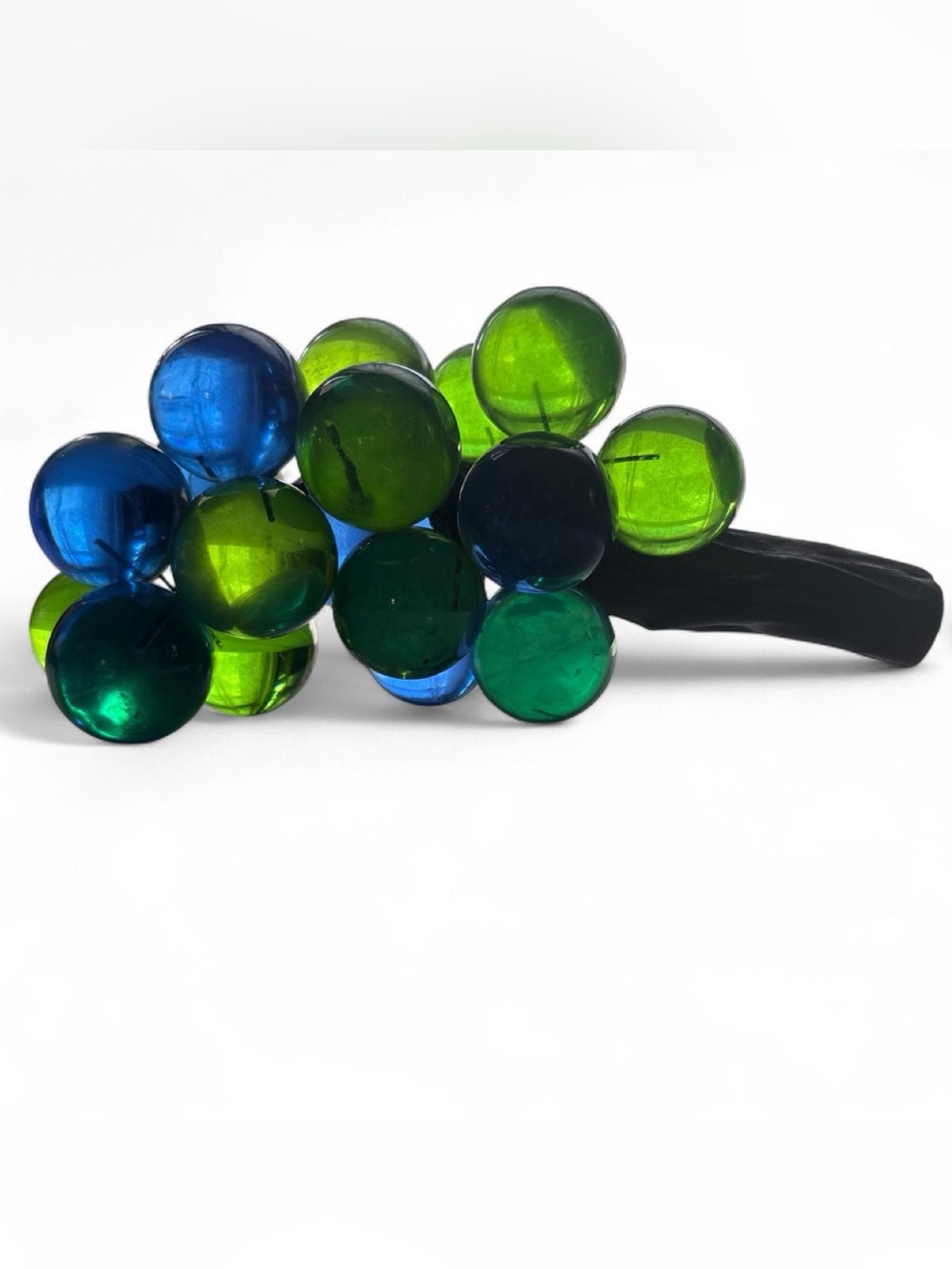 Mid Century Modern Blue & Green Acrylic Ball Grape Cluster Sculpture Art Piece